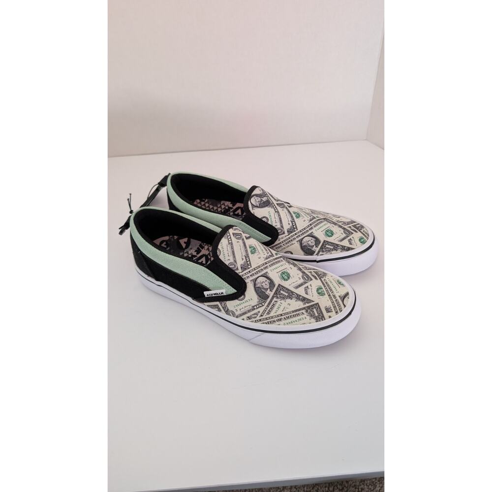 AIRWALK Big Boys Size 6 Sidekick Money Print Slip-On Sneakers Canvas Slip-on NWT
